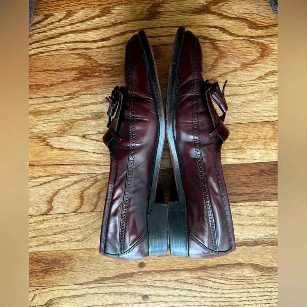 Bruno Magli Vernon Burgundy Bordeaux Tassel Loafer Italian Wingtip Shoes 9